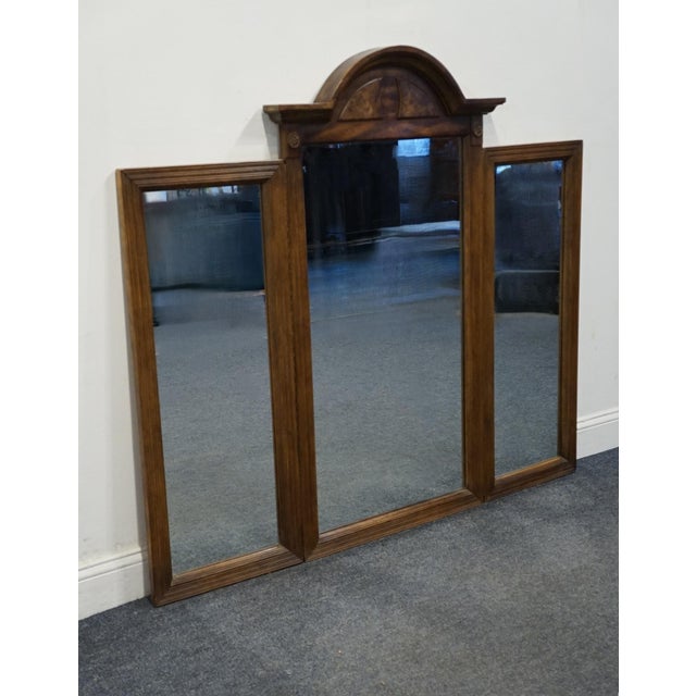 HIGH END VINTAGE Burled Walnut Italian Provincial 58" Tri-View Mirror Cannot identify manufacturer, but comparable in...