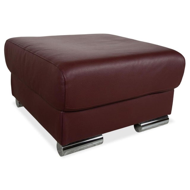 Blues Leather Stool in Red Wine and Red Bordeaux Chrome from Ewald Schillig For Sale - Image 12 of 12