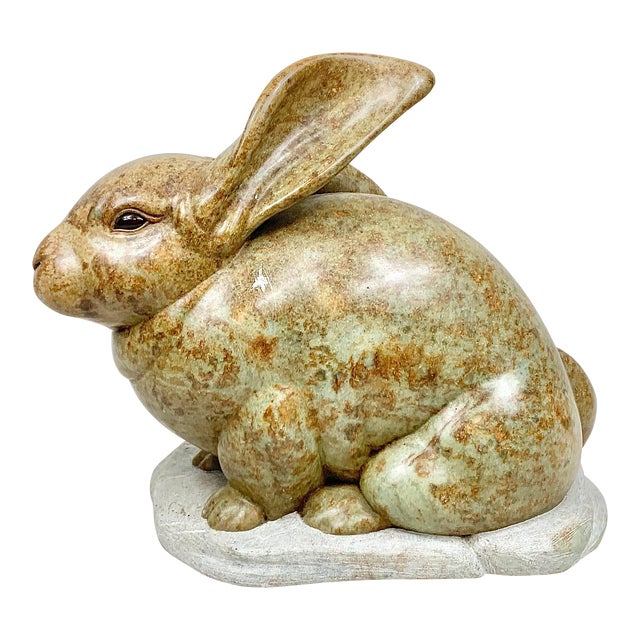 Vintage 1993 Michael Lord Hand Carved Stone Bunny Statue Chairish