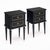 French Pair of French Louis XVI Style Ebonized and Brass Two-Drawer Side Tables For Sale - Image 3 of 9