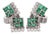 1970s 1.30 Carat Emerald & Diamond in 14k White Gold Retro Style Stud Earrings, A Pair For Sale
