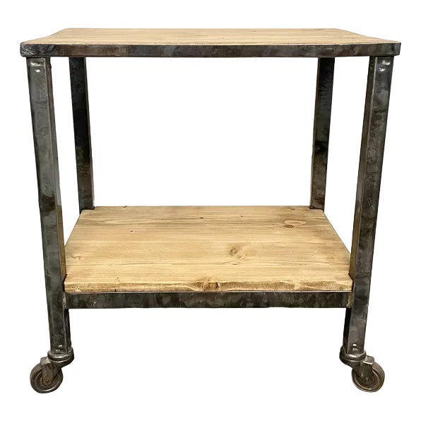 Industrial Side Table on Wheels, 1960s For Sale