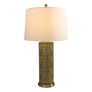 Williamsburg for Port 68 Richmond Damask Green Lamp For Sale