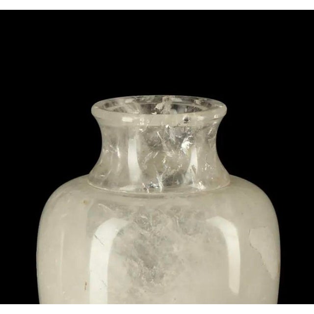 Mid 20th Century Pair of Mid 20th Century Carved Rock Crystal Urns For Sale - Image 5 of 6