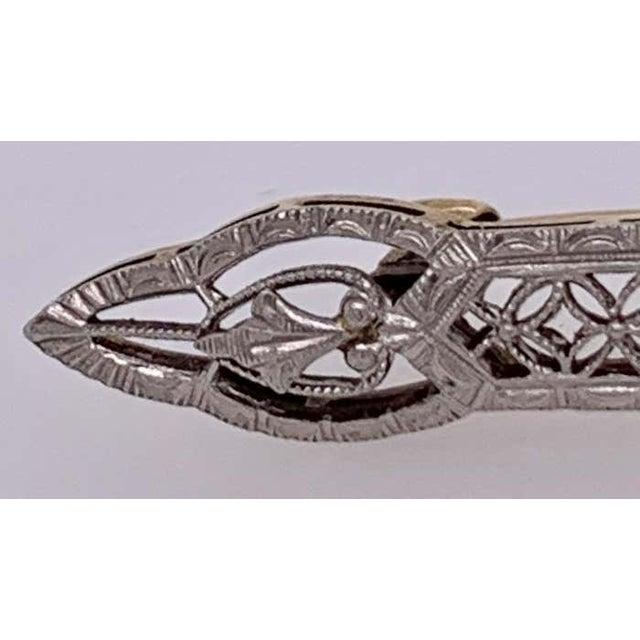 Victorian Sapphire Bar Pin, Pierced Floral Design For Sale - Image 9 of 10