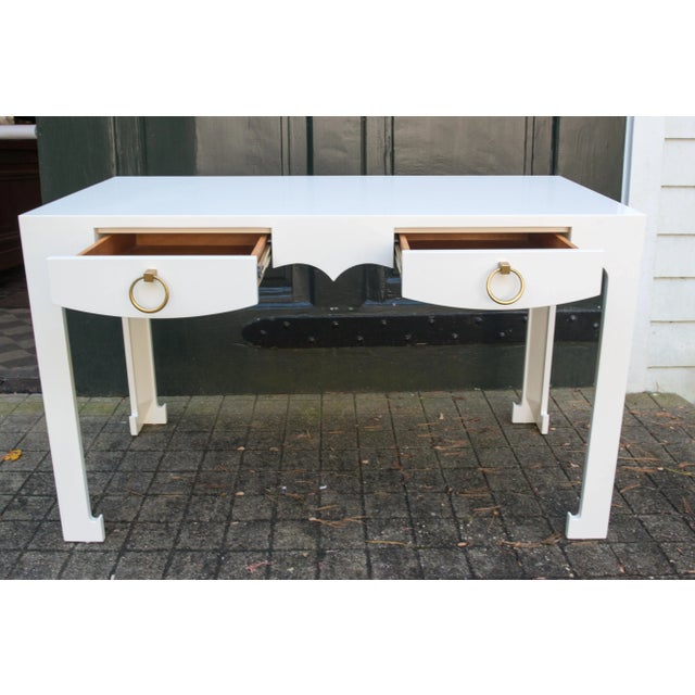 Traditional Modern White Lacquer Console For Sale - Image 3 of 10
