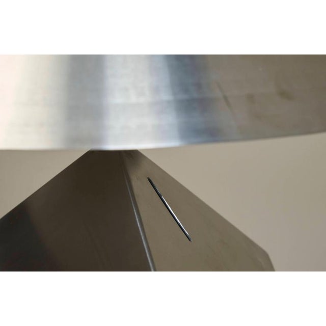 Large Postmodern Table Lamp in Brushed Steel, 1970s For Sale - Image 11 of 14