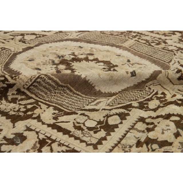 Antique Karabaugh Handmade Designed Wool Runner in Brown For Sale - Image 10 of 10