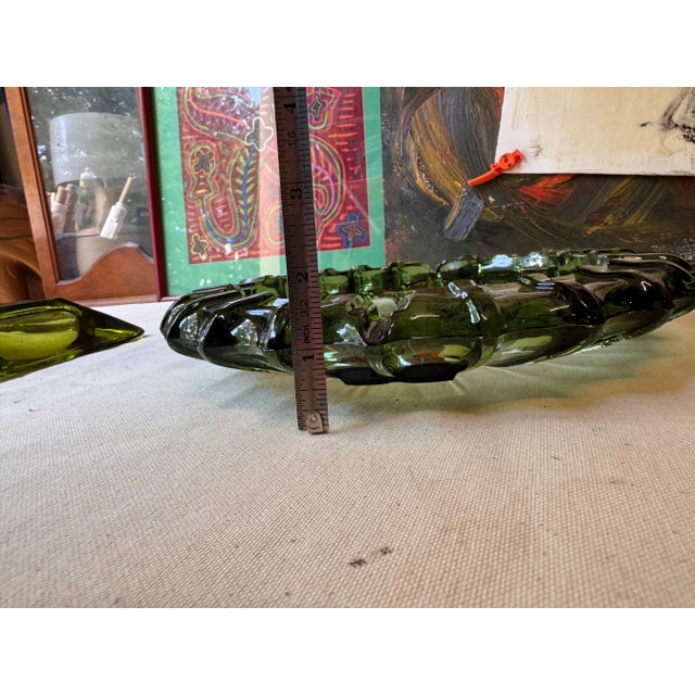 Pair of Vintage Green Glass Ashtrays For Sale - Image 9 of 12
