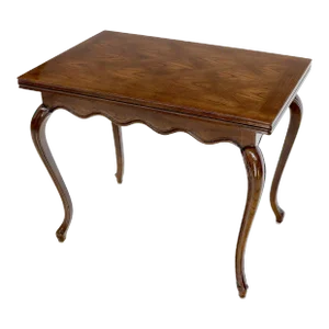 Henredon Cabriole Leg Parquet Flip Top Console to Dining Table