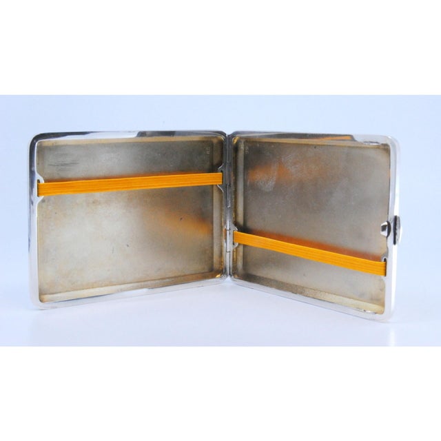 Silver Cigarette Case with Engravings Surrounding Monogram Card For Sale - Image 6 of 9
