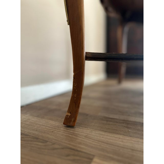 Early 20th Century Inlaid Serving Table With Removable Glass Tray and Brass Gallery For Sale In New York - Image 6 of 6