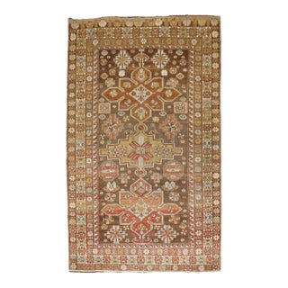 Early 20th Century Zabihi Collection Caucasian Brown Decorative Accent Size Rug - 3'11" x 6'1" For Sale