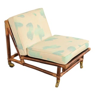 John Wisner for Ficks Reed Mid-Century Hollywood Regency Bamboo Rattan Lounge Chair, 1950s For Sale