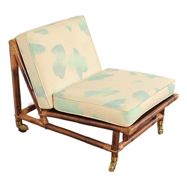 John Wisner for Ficks Reed Mid-Century Hollywood Regency Bamboo Rattan Lounge Chair, 1950s For Sale