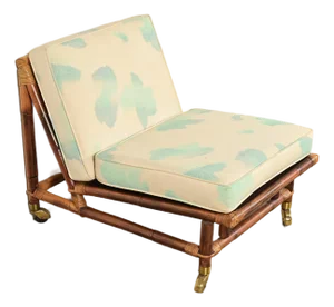 John Wisner for Ficks Reed Mid-Century Hollywood Regency Bamboo Rattan Lounge Chair, 1950s