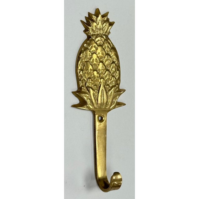 Figurative Vintage Brass Pineapple Wall Hook For Sale - Image 3 of 5