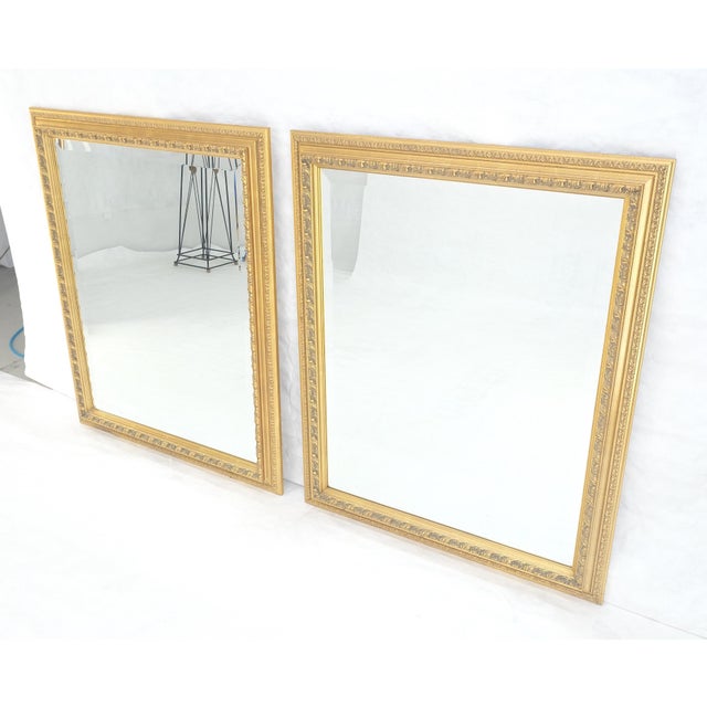 Pair of 35x43 Rectangle gold Gilt Frames Wall Mirrors Mint For Sale - Image 14 of 15