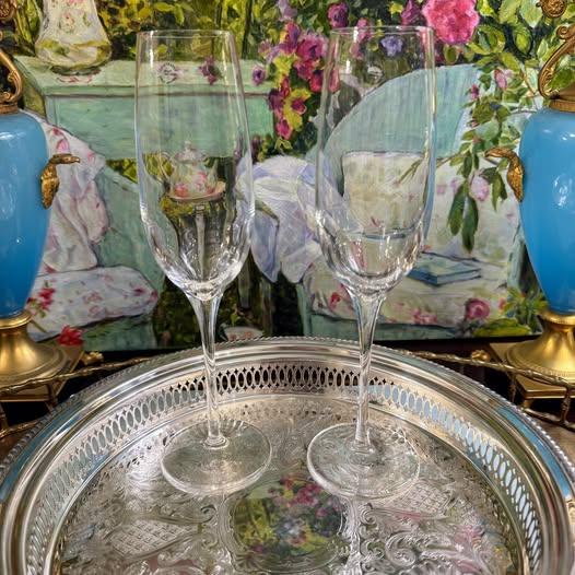 Glass Tiffany & Co. Champagne Glass Flutes - A Pair For Sale - Image 7 of 7