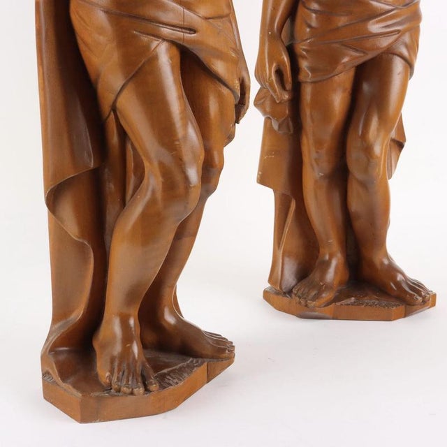 Carved Wooden Male Figures, Set of 2 For Sale - Image 5 of 10