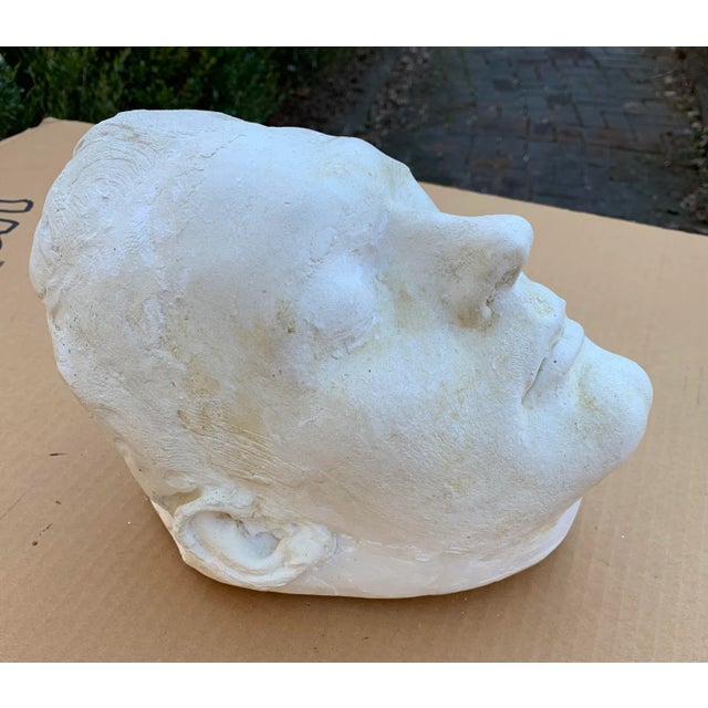 Art Deco Plaster Sculpture of Male Face Life Casting For Sale - Image 9 of 9