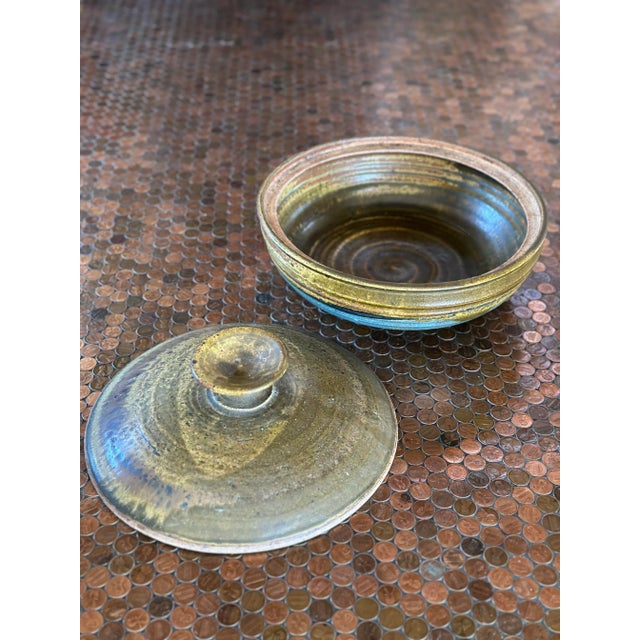 Mid-Century Modern Mid 20th Century Studio Pottery Lidded Serving Bowl Vessel Signed Win For Sale - Image 3 of 5