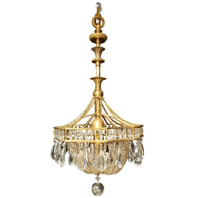 Bronze and Crystal Chandelier Attributed to Caldwell For Sale - Image 9 of 9