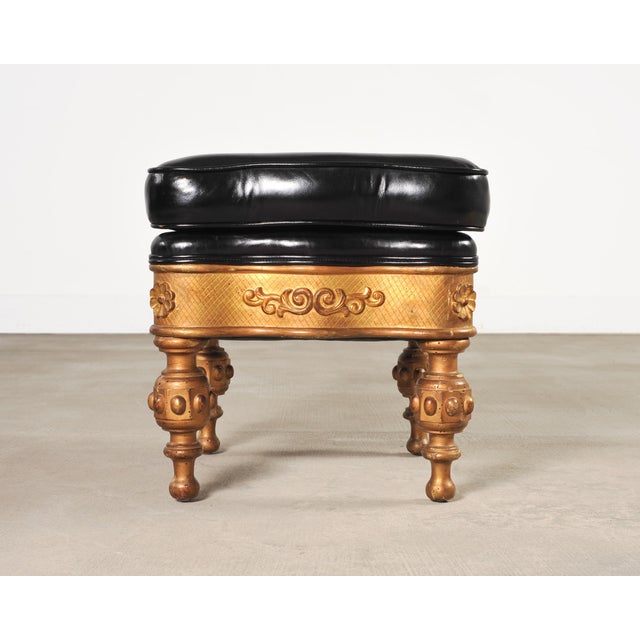 Pair of Empire Aesthetic Leather Giltwood Ottoman Footstools For Sale - Image 11 of 18