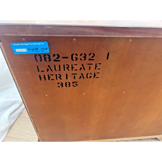 1980s Drexel Heritage Laureate Nightstands End Tables Double Door Cabinet, Drawer Pair For Sale - Image 12 of 13