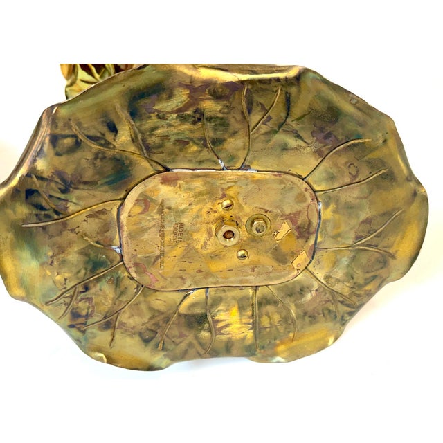 Metal Pair of Carole Stupell Brass Lotus Lily Pad Side Tables, Hong Kong, Circa 1970s For Sale - Image 7 of 16
