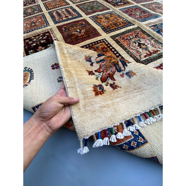 Elegant Garden Panel Design Wool Rug Inspired by Persian Bakhtiari & Qashqai Motifs 6.8x9.9 Ft For Sale - Image 16 of 16