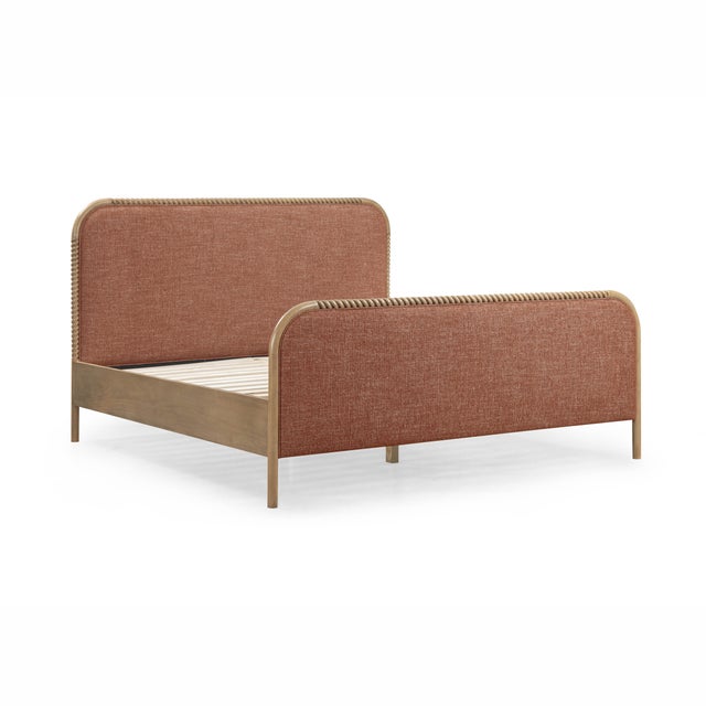 2020s Hatia Sienna Red Basketweave King Panel Bed For Sale - Image 5 of 11