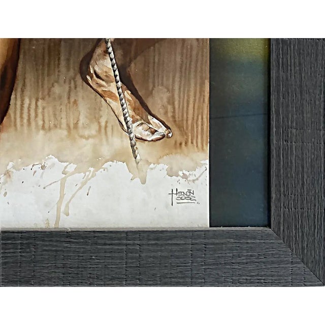 Hernán Sosa Nude Watercolor Painting on Paper Framed Under Glass For Sale - Image 4 of 7