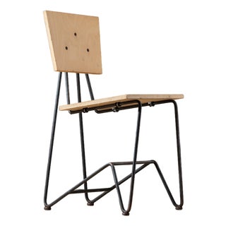 Vintage 90's Industrial Iron and Plywood Dining Chairs – Design by Sauer & Gueswel For Sale