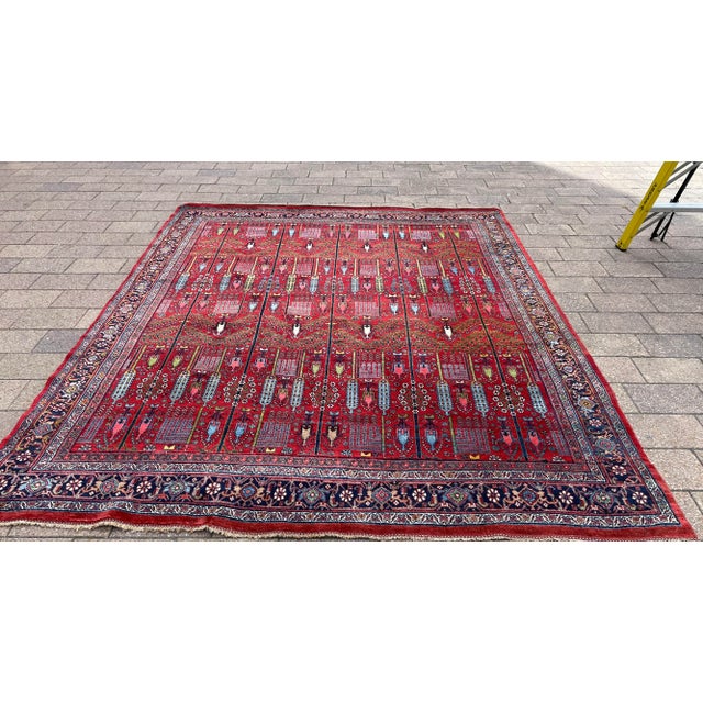 Persian Antique Persian Bijar Garden Design Carpet, 7'6" X 9'5" For Sale - Image 3 of 12