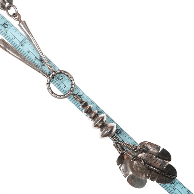 Heavy vintage Native American sterling feather necklace For Sale - Image 11 of 11