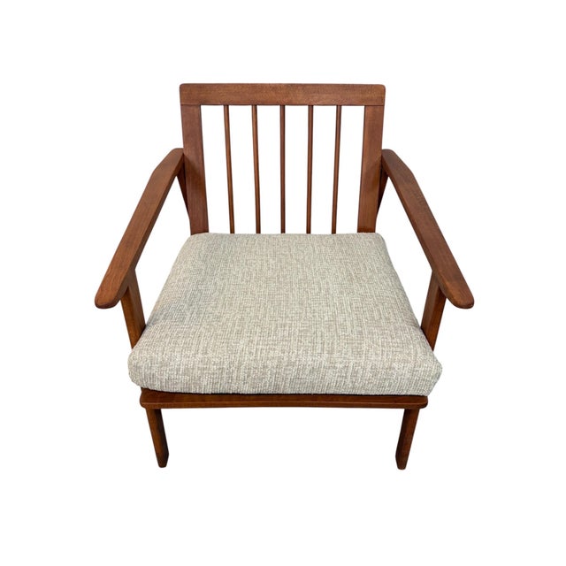 Mid-Century Modern Walnut Arm Chairs - Refinished & Reupholstered! For Sale - Image 9 of 10