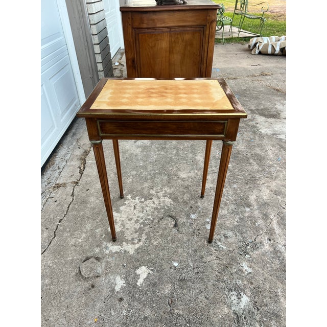 French 19th Century Louis XVI Mahogany Leather Top Side Table For Sale - Image 6 of 12