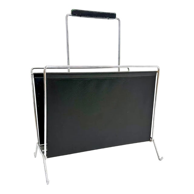 Vintage Vinyl and Steel Magazine Rack from Voss, 1970s For Sale