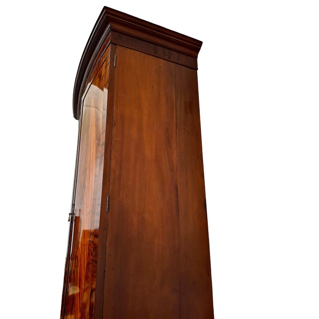 Wood Early 20th Century Irish Flame Mahogany Bow Front Armoire in the Style of Robert Strahan & Co. For Sale - Image 7 of 13
