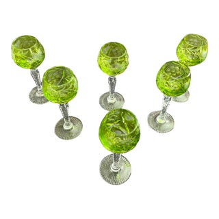 Late 20th Century Cut Crystal Sherry Glasses- Set of 6 For Sale