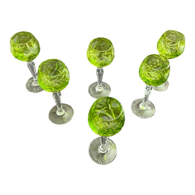 Late 20th Century Cut Crystal Sherry Glasses- Set of 6 For Sale