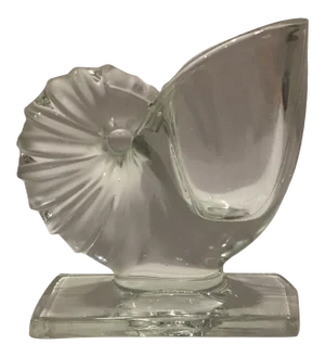 1940s Glass Nautilus Seashell Frosted Shell Conch Vase Bookend by New Martinsville