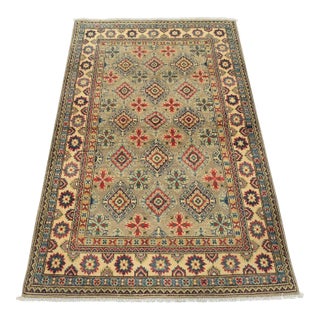 Kazak Rug 3’11” X 6′ Gray Wool Tribal Hand-Knotted Oriental Carpet For Sale