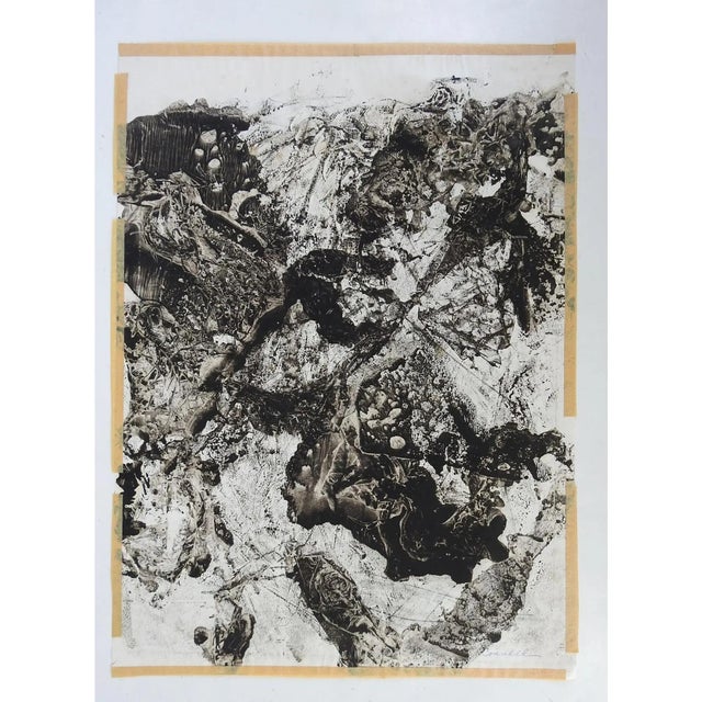 Mid-Century Modern Mid 20th Century Clyde Connell Abstract Black and White Monoprint For Sale - Image 3 of 10