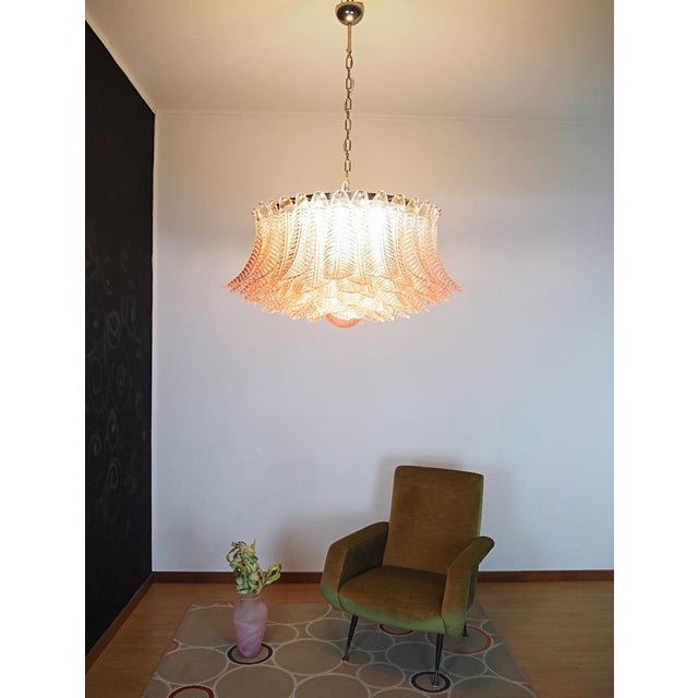 Large Murano Glass Chandelier with 100 Pink Felci Glasses, 1990s For Sale - Image 6 of 17