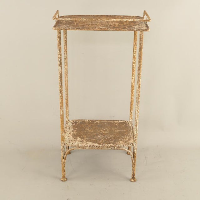 Shabby Chic Wrought Iron Plant Stand and Shelf, France, 1910s For Sale - Image 6 of 10
