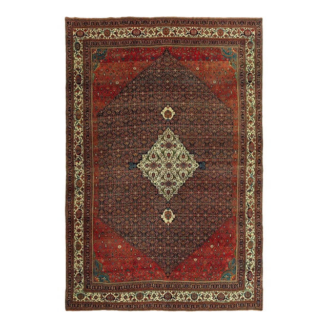 Zabihi Collection Palace Size Antique Persian Bidjar Rug - 15'7" x 22'4" For Sale