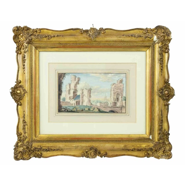 Ancient Ruins is an original old master artwork realized by Abraham Rademaker in 18th Century Wonderful watercolor by the...