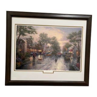 Late 20th Century Kinkade, Thomas. Carmel, Sunset on Ocean Avenue Limited Edition Framed Lithograph. For Sale